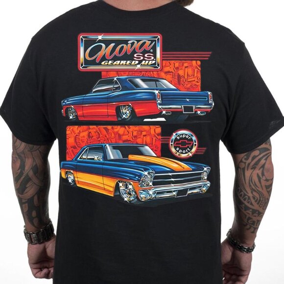 Classic Muscle Nova SS Gildan Tee Geared Up Chevy Graphic T-Shirt - Picture 2 of 3